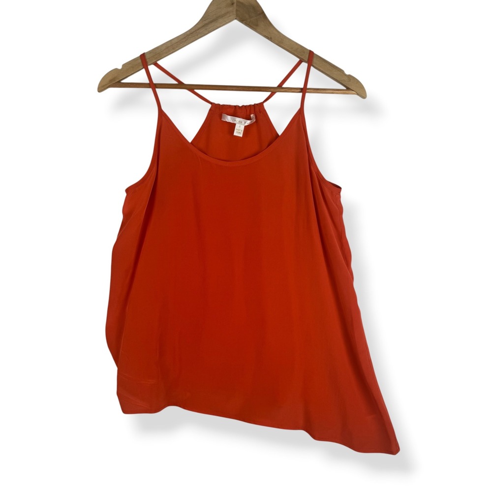 Jenny Han 100% Silk Cami Top Size Small Orange‎ Asymmetrical Minimalist Luxe